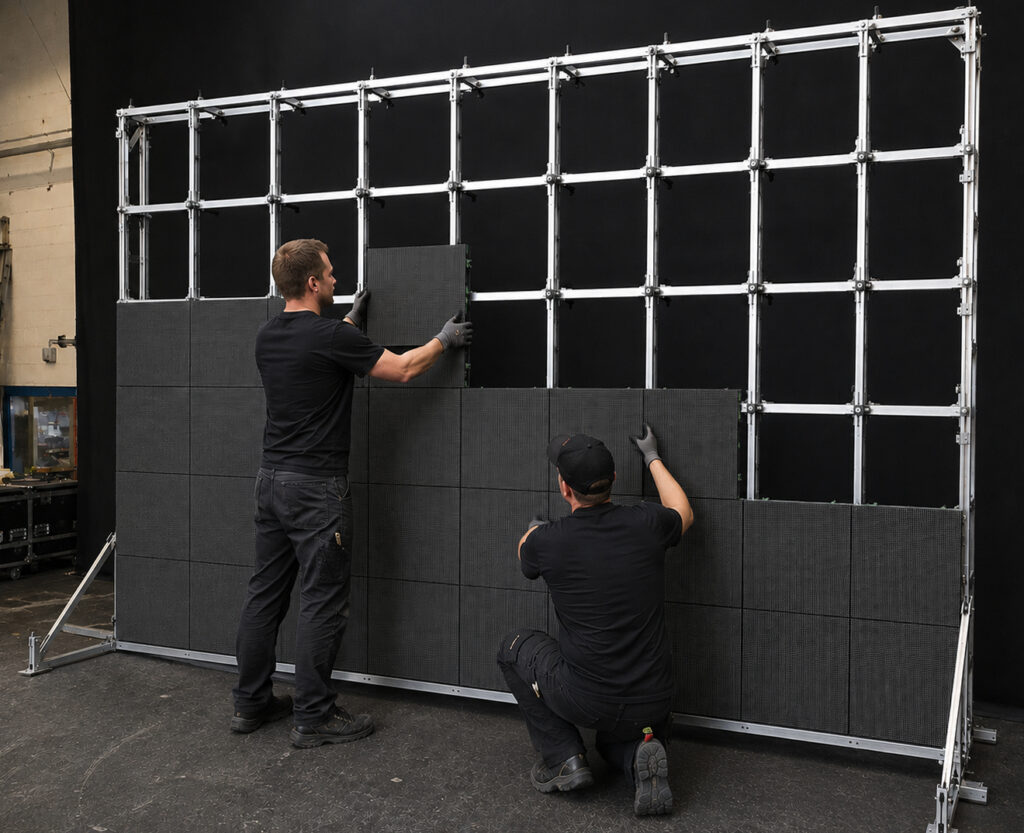 Einbau einer LED Videowand in einen beMatrix Rahmen